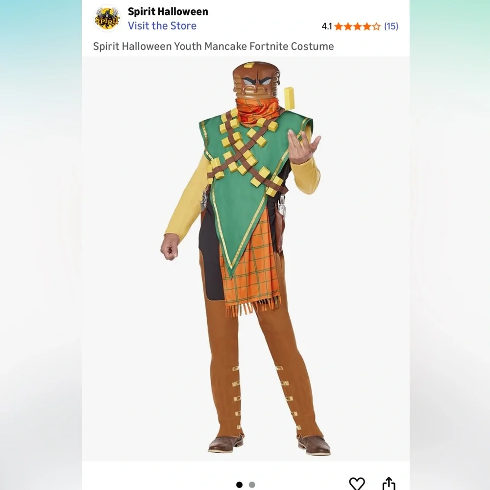 Spirit Fortnite Mancakes Costume Youth Medium